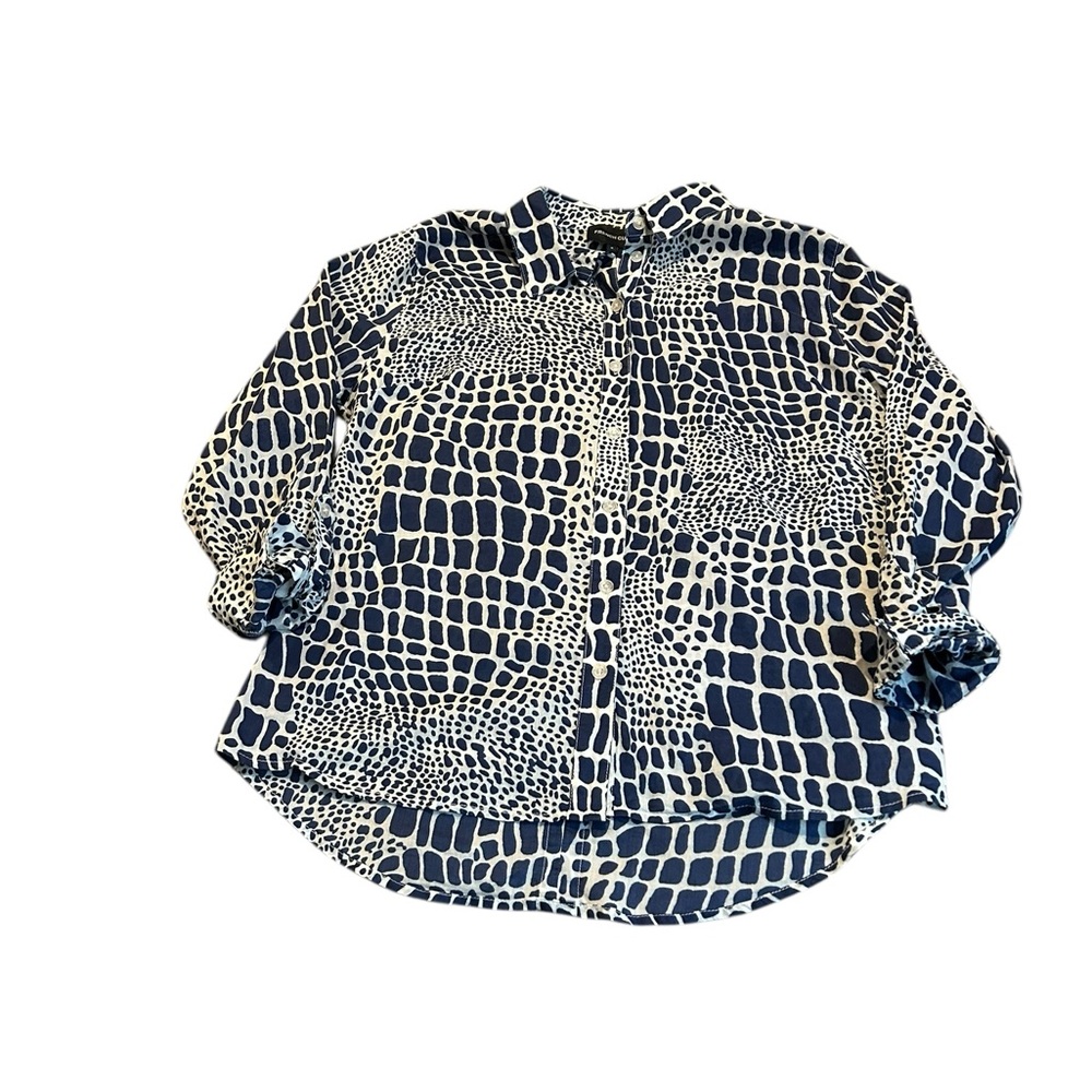 3/$15 FRENCH CURVE blue and white button down top